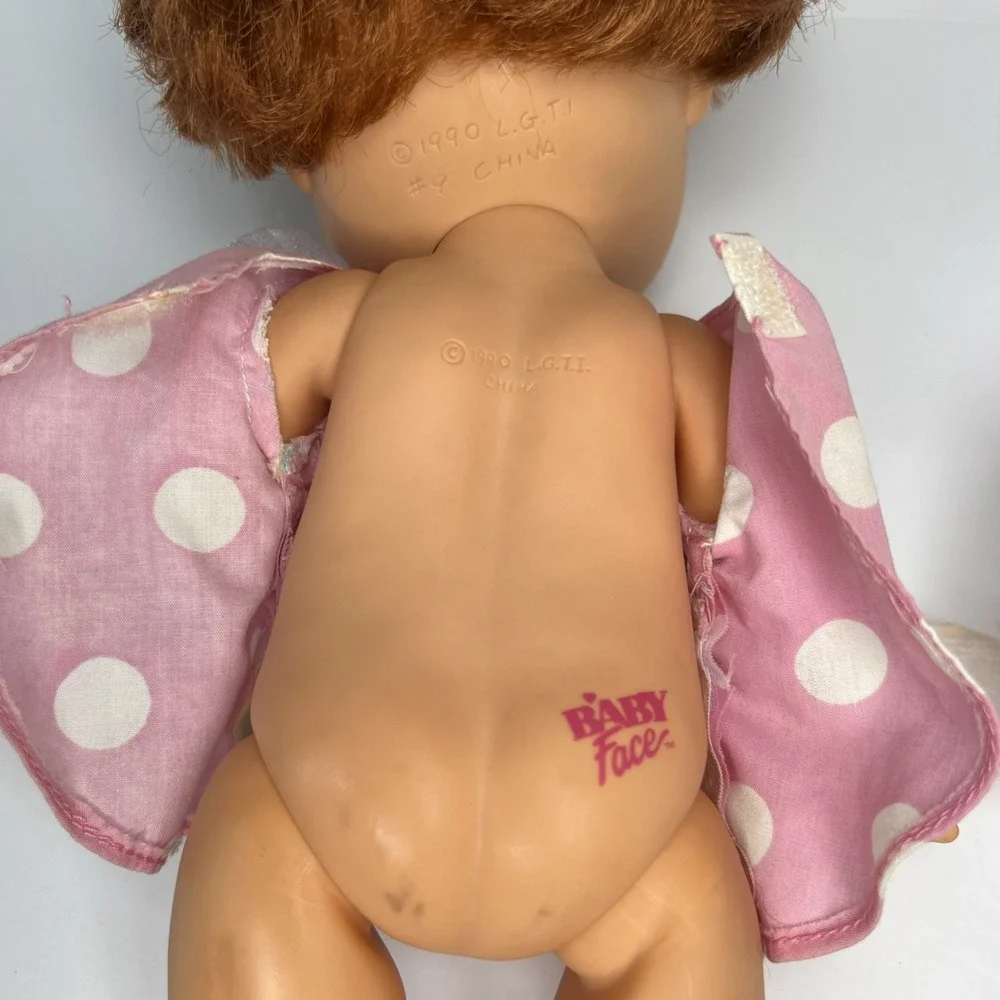 Vintage 1990 Galoob Baby Face So Shy Sherri #9 Green Eyes Pastel Dress